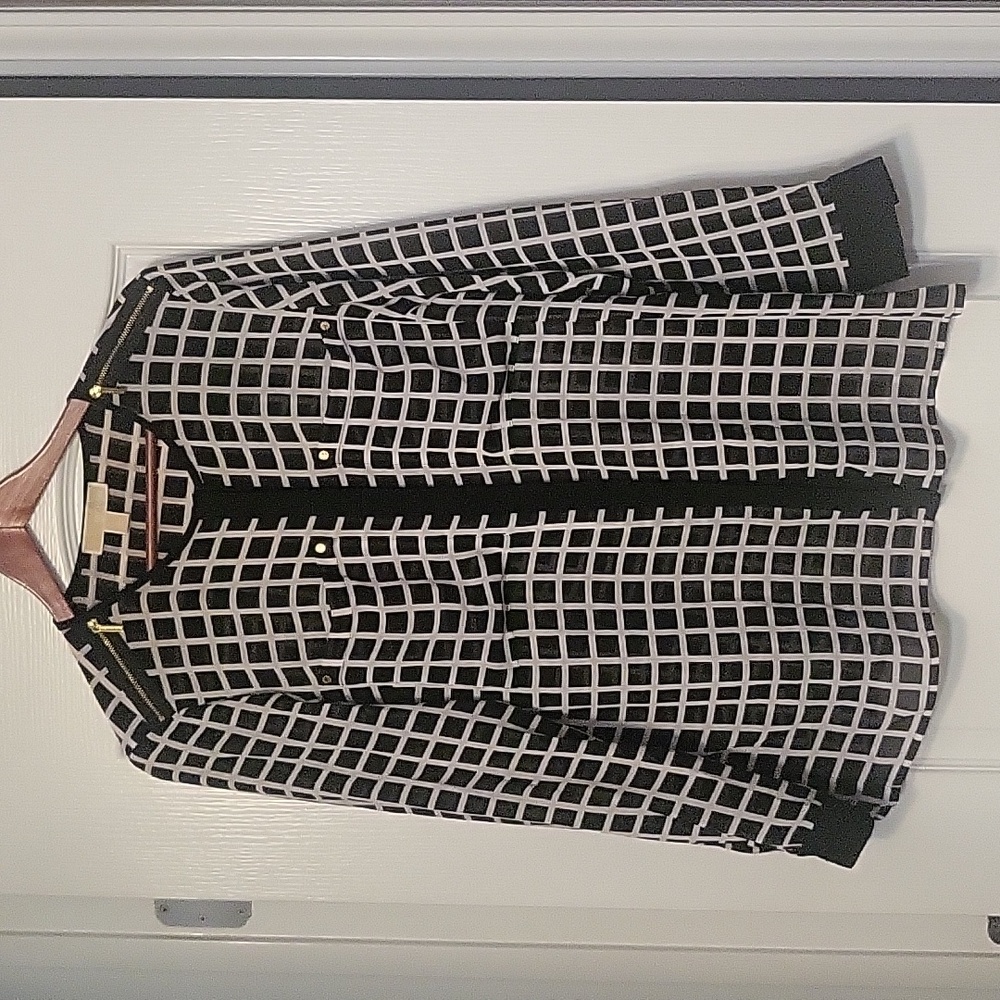 Michael Kors Sheer Shirt - EUC -  size L - black & white - K